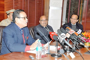 The Governor of Arunachal Pradesh Shri JP Rajkhowa addressing a press conferencing at Raj Bhavan, Itanagar on 1st February 2016. 